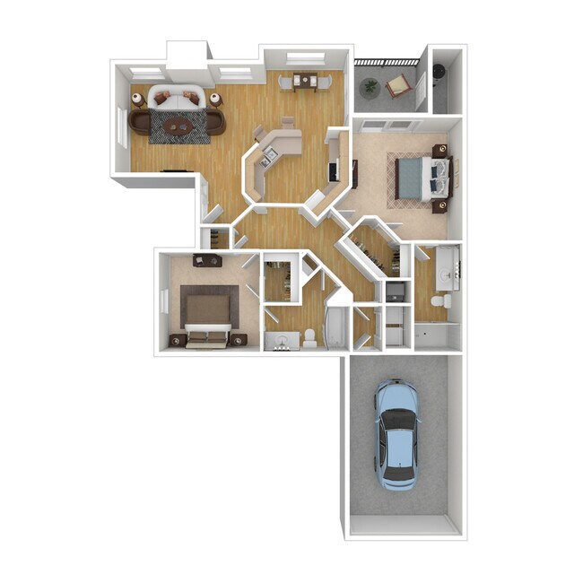 2 Bed 2 Bath 1-car Garage 1267 SqFt (1165 Net) 1074 floor plan